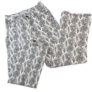 Zoe + Phoebe Womens‎ Snakeskin Print Mid Rise Wide Leg Pants Size 5 Black White